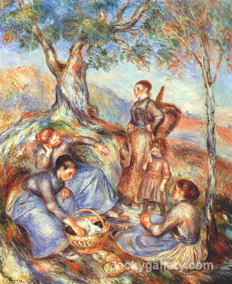 The grape pickers at lunch by Pierre Auguste Renoir paintings reproduction